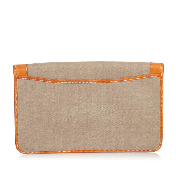 クリスチャンディオール CD ロゴ グレー ブラウン PVC レザー クラッチバッグ レディース Christian Dior 【中古】