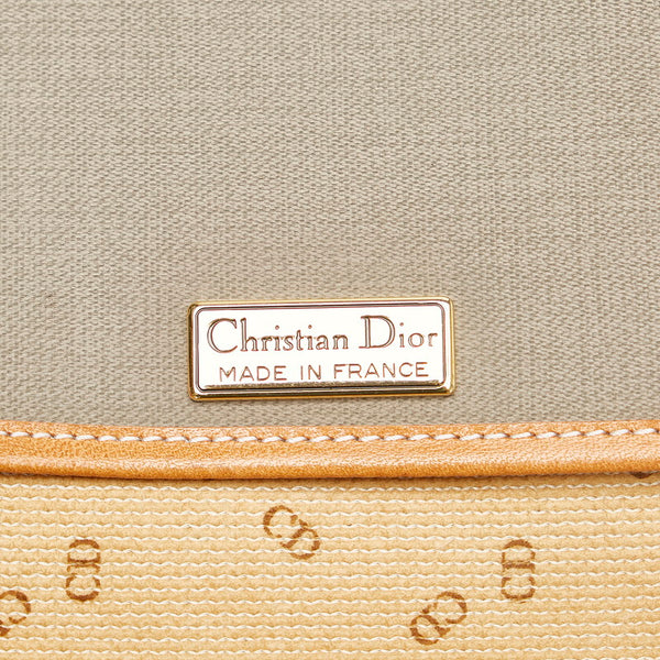 クリスチャンディオール CD ロゴ グレー ブラウン PVC レザー クラッチバッグ レディース Christian Dior 【中古】