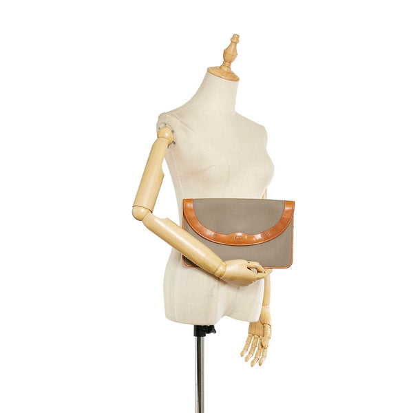 クリスチャンディオール CD ロゴ グレー ブラウン PVC レザー クラッチバッグ レディース Christian Dior 【中古】