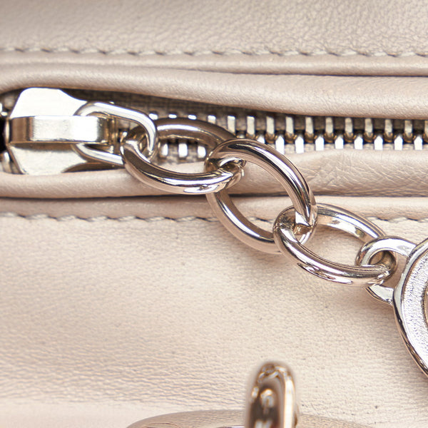 クリスチャンディオール レディディオール  カナージュ VEA44551 ライトグレー ラムスキン ハンドバッグ レディース Christian Dior 【中古】