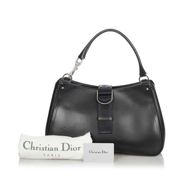 ディオール ロゴリボン ハンドバッグ ブラック レザー レディース Dior 【中古】