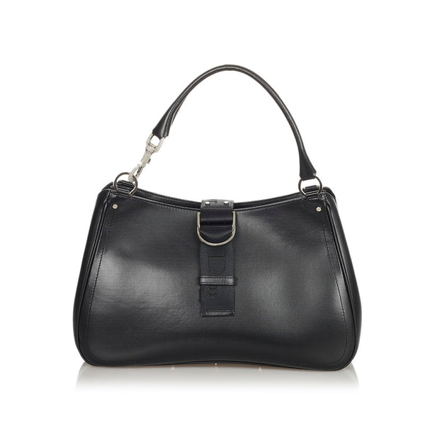ディオール ロゴリボン ハンドバッグ ブラック レザー レディース Dior 【中古】