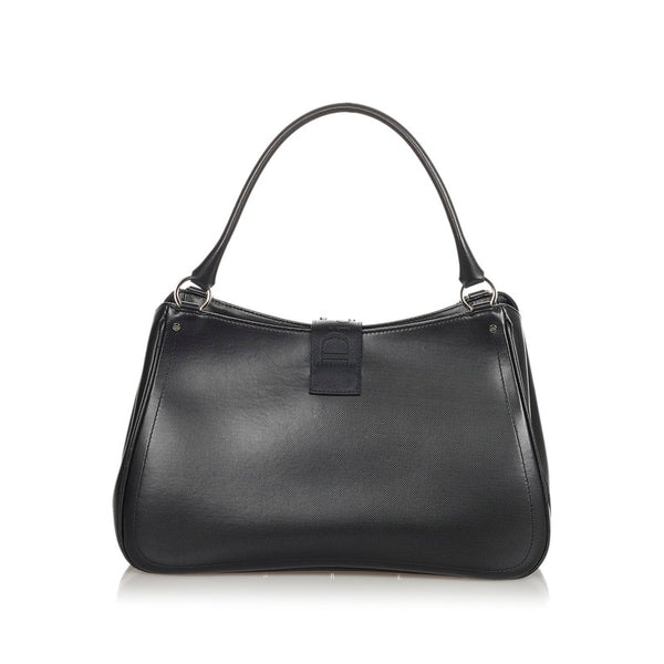 ディオール ロゴリボン ハンドバッグ ブラック レザー レディース Dior 【中古】