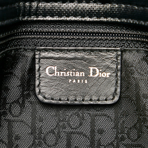 ディオール ロゴリボン ハンドバッグ ブラック レザー レディース Dior 【中古】