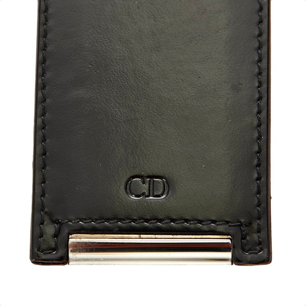 クリスチャンディオール ブラック シルバー レザー メタル キーホルダー レディース Christian Dior 【中古】