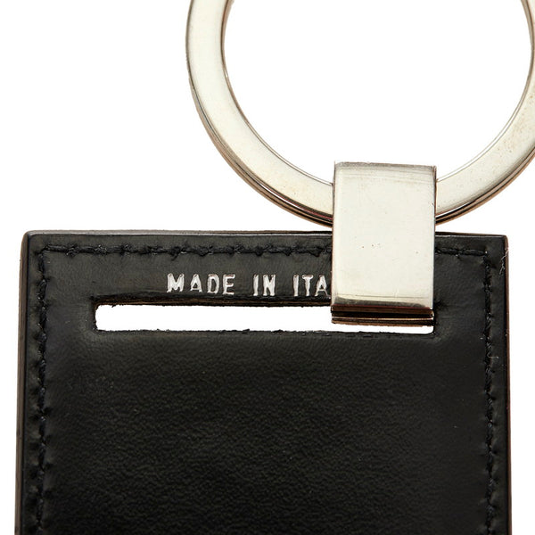 クリスチャンディオール ブラック シルバー レザー メタル キーホルダー レディース Christian Dior 【中古】