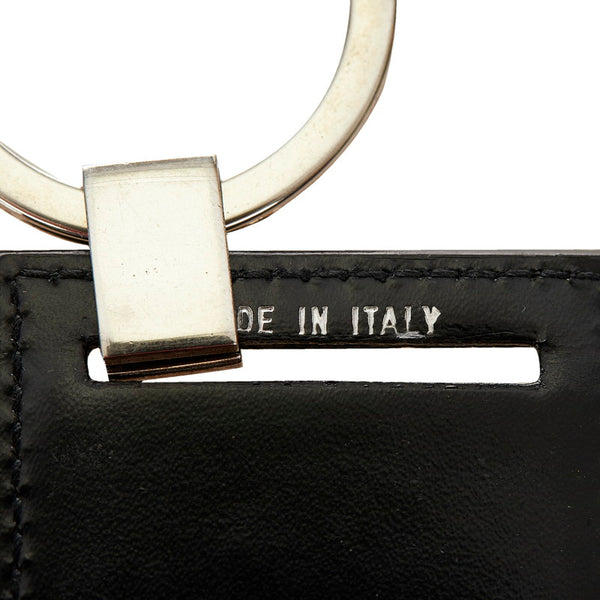 クリスチャンディオール ブラック シルバー レザー メタル キーホルダー レディース Christian Dior 【中古】