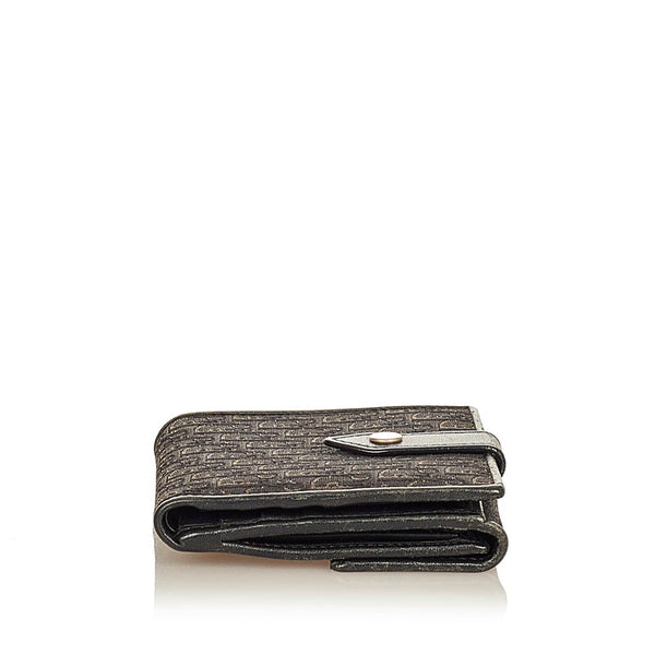 クリスチャンディオール ヴィンテージ トロッター ブラック グレー キャンバス レザー 二つ折り財布 レディース Christian Dior 【中古】