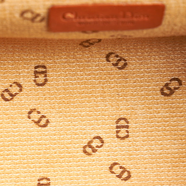 クリスチャンディオール ＣＤ ロゴ ブラック ライトブラウン キャンバス レザー ポーチ レディース Christian Dior 【中古】