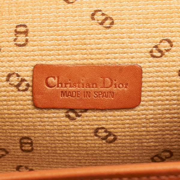 クリスチャンディオール ＣＤ ロゴ ブラック ライトブラウン キャンバス レザー ポーチ レディース Christian Dior 【中古】