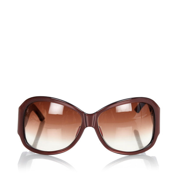 クリスチャンディオール N3D02 ブラウン プラスチック ラインストーン サングラス レディース Christian Dior 【中古】