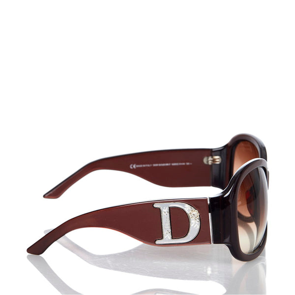 クリスチャンディオール N3D02 ブラウン プラスチック ラインストーン サングラス レディース Christian Dior 【中古】