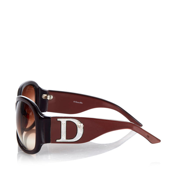 クリスチャンディオール N3D02 ブラウン プラスチック ラインストーン サングラス レディース Christian Dior 【中古】