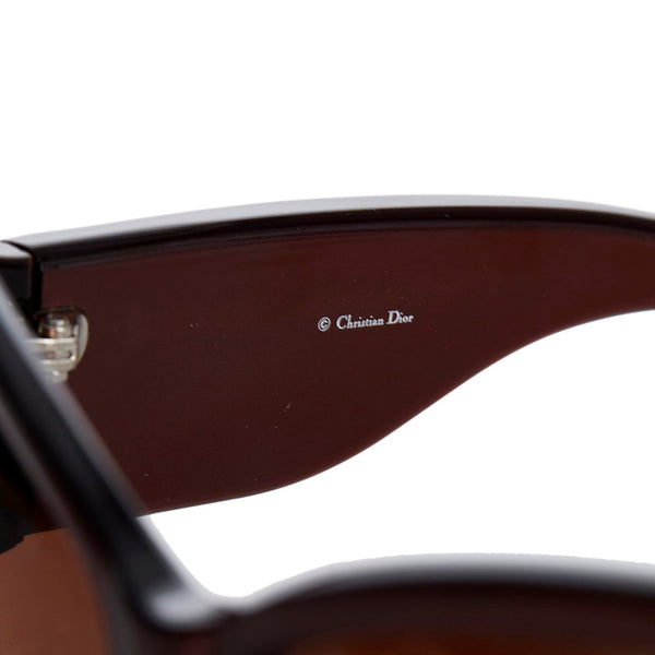 クリスチャンディオール N3D02 ブラウン プラスチック ラインストーン サングラス レディース Christian Dior 【中古】