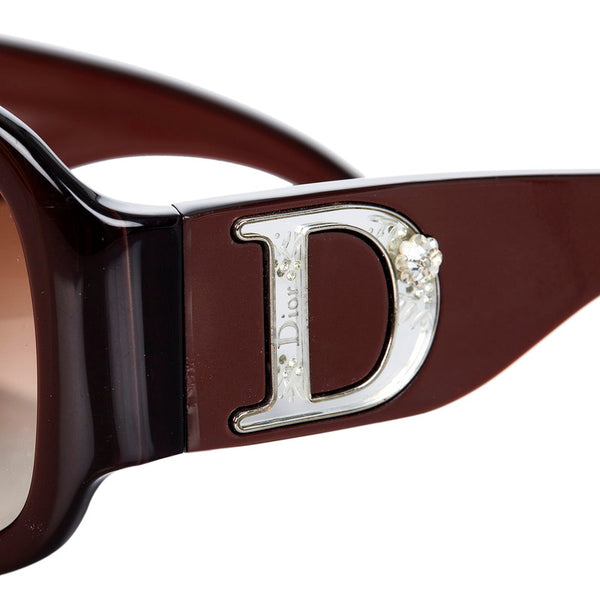 クリスチャンディオール N3D02 ブラウン プラスチック ラインストーン サングラス レディース Christian Dior 【中古】