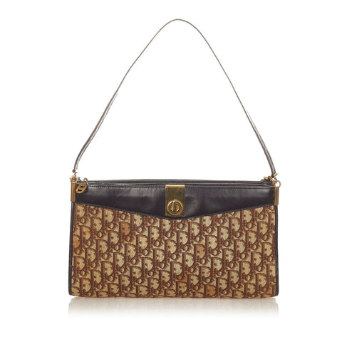 クリスチャンディオール トロッター ＣＤロゴ ブラウン キャンバス レザー 肩掛け ショルダーバッグ レディース Christian Dior 【中古】