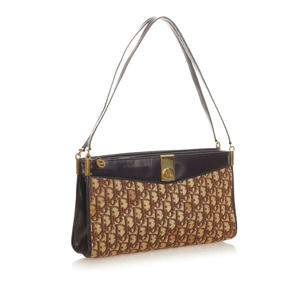 クリスチャンディオール トロッター ＣＤロゴ ブラウン キャンバス レザー 肩掛け ショルダーバッグ レディース Christian Dior 【中古】