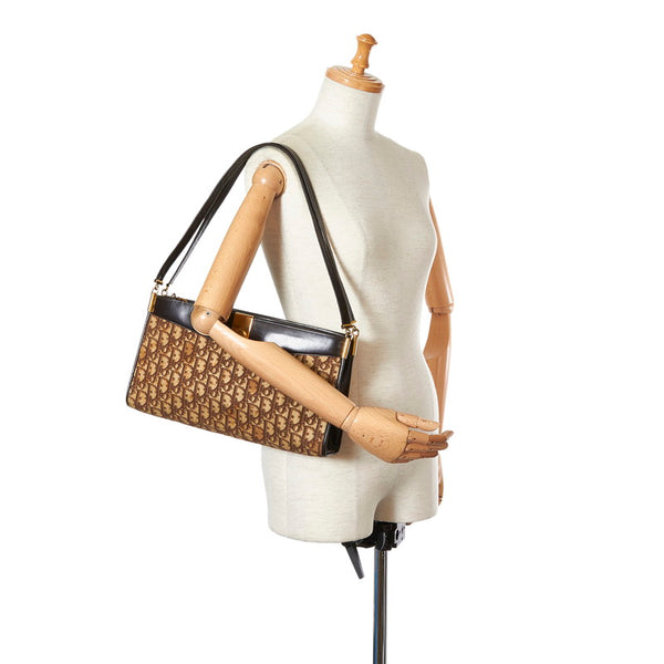 クリスチャンディオール トロッター ＣＤロゴ ブラウン キャンバス レザー 肩掛け ショルダーバッグ レディース Christian Dior 【中古】