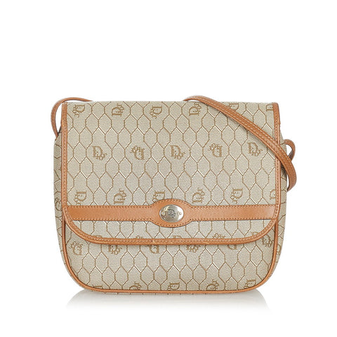 クリスチャンディオール ホワイト ブラウン PVC レザー ショルダーバッグ レディース Christian Dior 【中古】