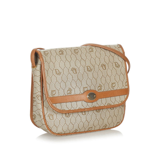 クリスチャンディオール ホワイト ブラウン PVC レザー ショルダーバッグ レディース Christian Dior 【中古】