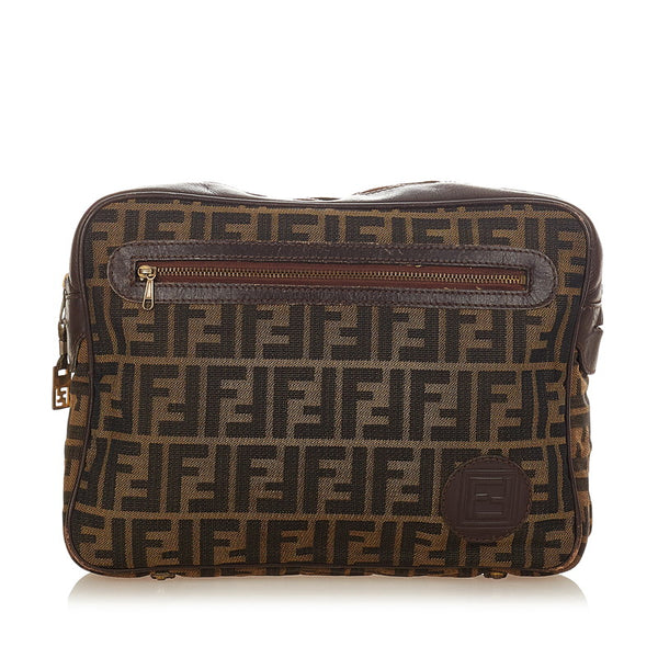 フェンディ ズッカ ブラウン キャンバス レザー クラッチバッグ レディース FENDI 【中古】