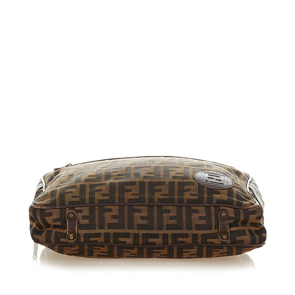フェンディ ズッカ ブラウン キャンバス レザー クラッチバッグ レディース FENDI 【中古】