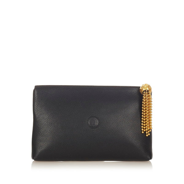 フェンディ ブラック レザー クラッチバッグ レディース FENDI 【中古】