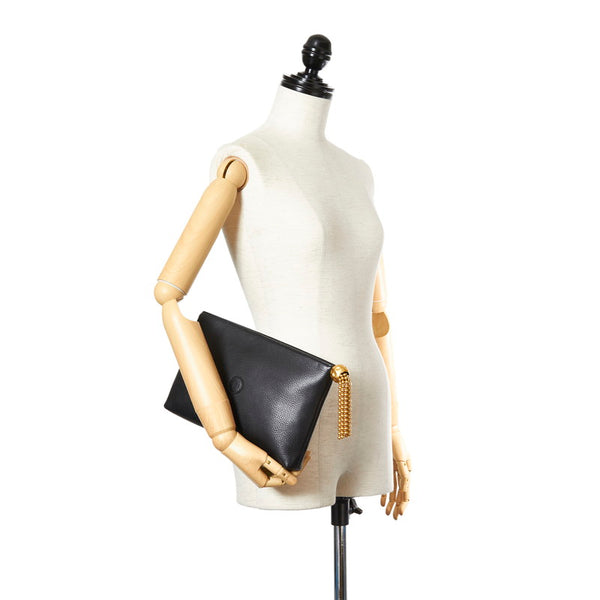フェンディ ブラック レザー クラッチバッグ レディース FENDI 【中古】