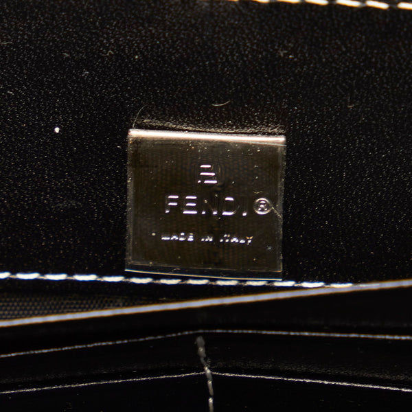 フェンディ ズッキーノ 2369 30978 018 ベージュ ネイビー キャンバス ラウンドファスナー 長財布 レディース FENDI 【中古】