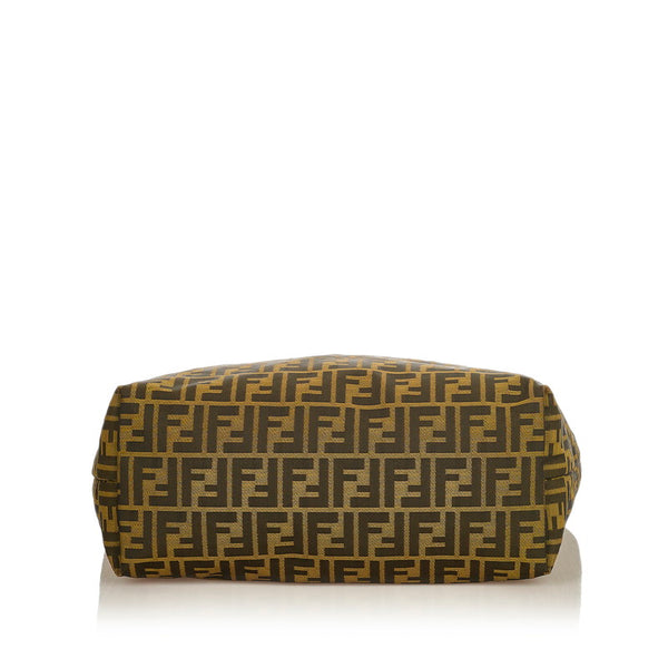 フェンディ ズッカ ブラウン カーキ キャンバス レザー トートバッグ レディース FENDI 【中古】