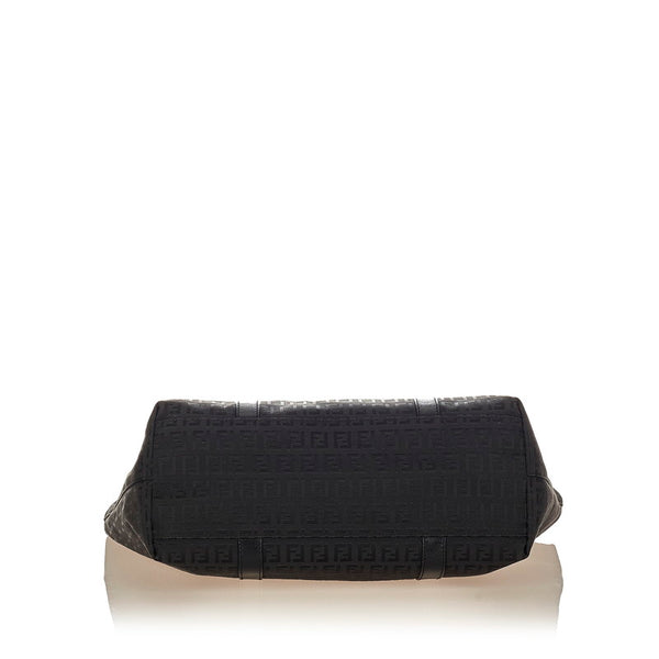 フェンディ ズッキーノ 8BH215 ブラック キャンバス レザー トートバッグ レディース FENDI 【中古】
