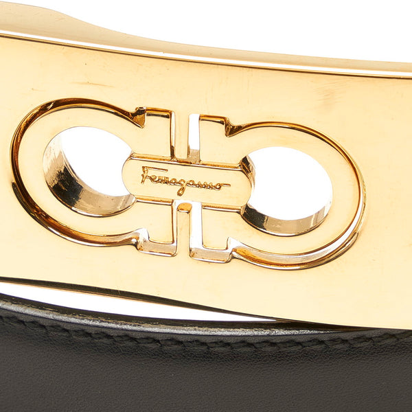 サルヴァトーレフェラガモ ガンチーニ リバーシブル ブラック レザー ベルト レディース Salvatore Ferragamo 【中古】