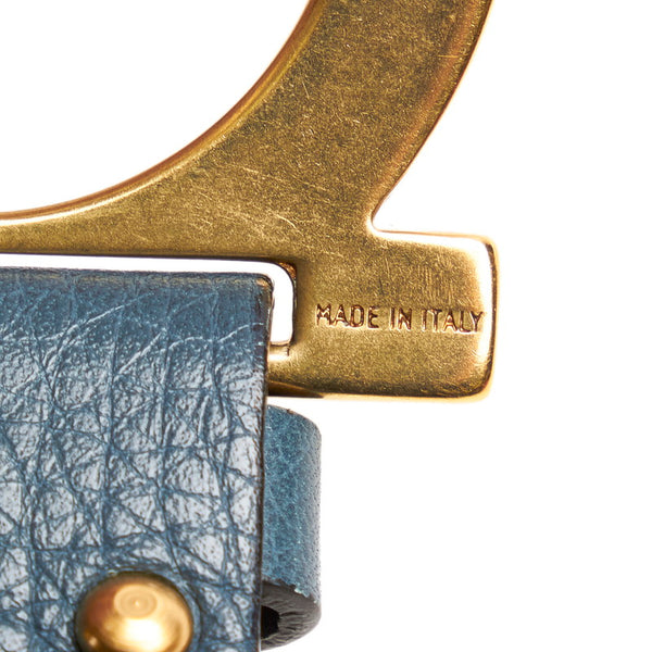 サルヴァトーレフェラガモ ガンチーニ  リバーシブル ダークブルー レザー ベルト レディース Salvatore Ferragamo 【中古】