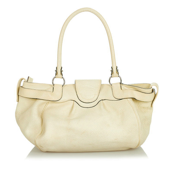 サルヴァトーレフェラガモ ガンチーニ マリッサ ハンドバッグ AU-21 A050 アイボリー レザー レディース Salvatore Ferragamo 【中古】