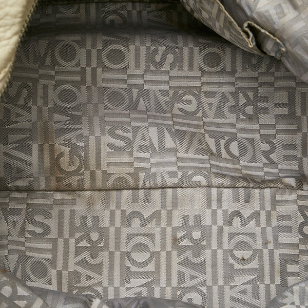 サルヴァトーレフェラガモ ガンチーニ マリッサ ハンドバッグ AU-21 A050 アイボリー レザー レディース Salvatore Ferragamo 【中古】