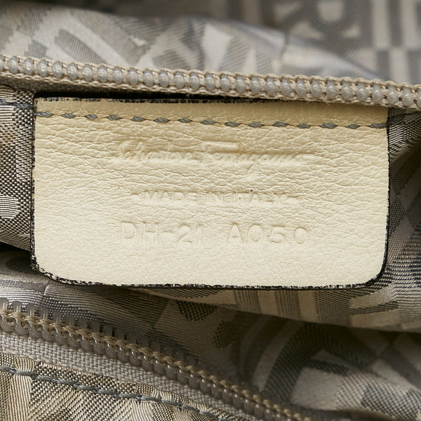 サルヴァトーレフェラガモ ガンチーニ マリッサ ハンドバッグ AU-21 A050 アイボリー レザー レディース Salvatore Ferragamo 【中古】