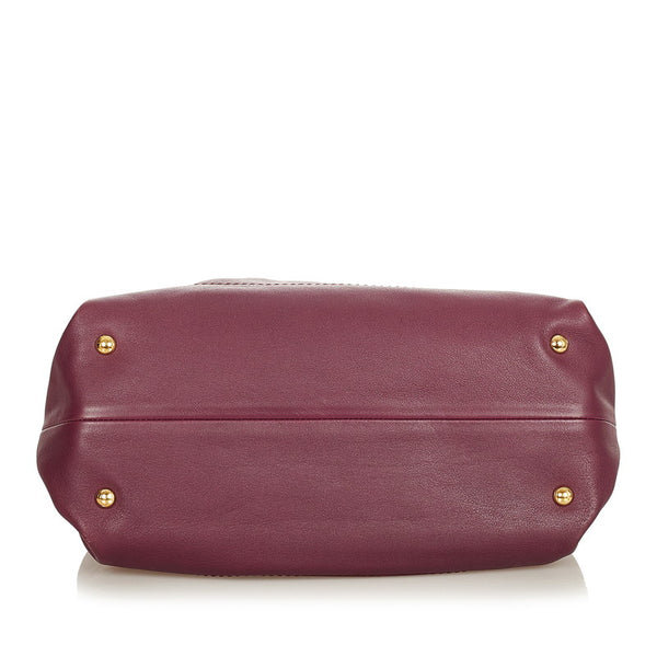 サルヴァトーレフェラガモ ガンチーニ チェーン ハンド EE-21 D477 パープル レザー ハンドバッグ ショルダーバッグ２WAY レディース Salvatore Ferragamo 【中古】