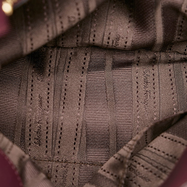 サルヴァトーレフェラガモ ガンチーニ チェーン ハンド EE-21 D477 パープル レザー ハンドバッグ ショルダーバッグ２WAY レディース Salvatore Ferragamo 【中古】