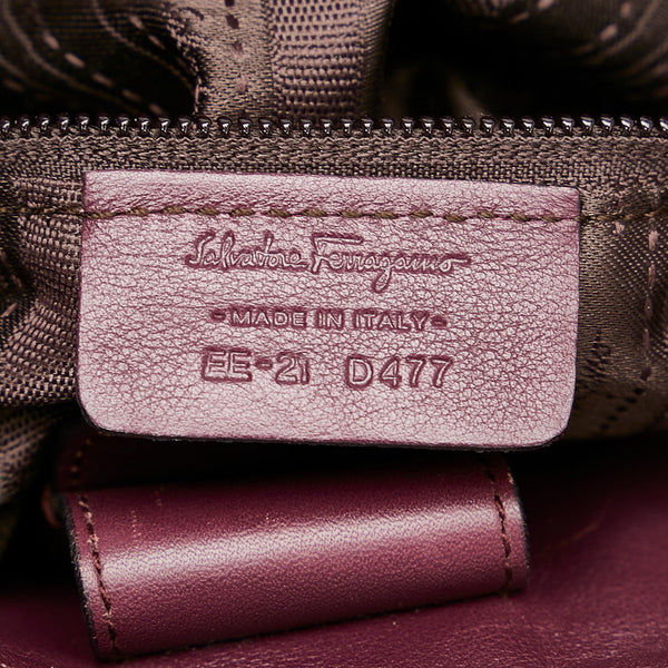 サルヴァトーレフェラガモ ガンチーニ チェーン ハンド EE-21 D477 パープル レザー ハンドバッグ ショルダーバッグ２WAY レディース Salvatore Ferragamo 【中古】