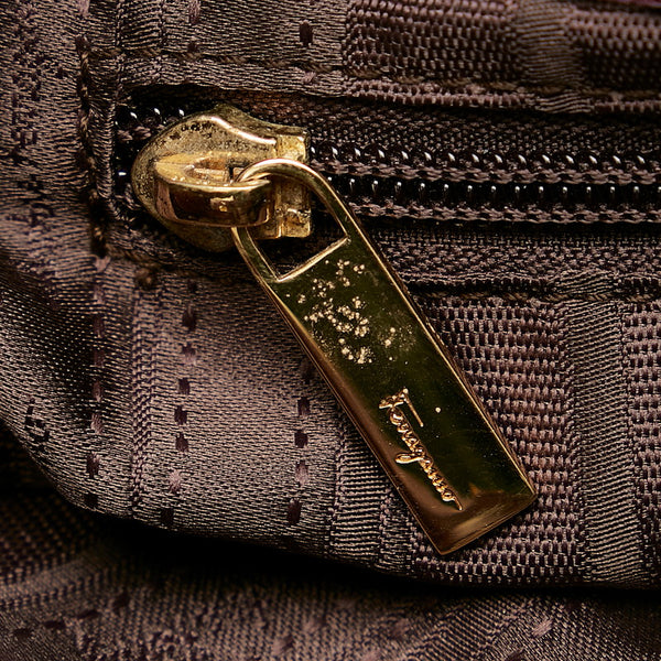 サルヴァトーレフェラガモ ガンチーニ チェーン ハンド EE-21 D477 パープル レザー ハンドバッグ ショルダーバッグ２WAY レディース Salvatore Ferragamo 【中古】