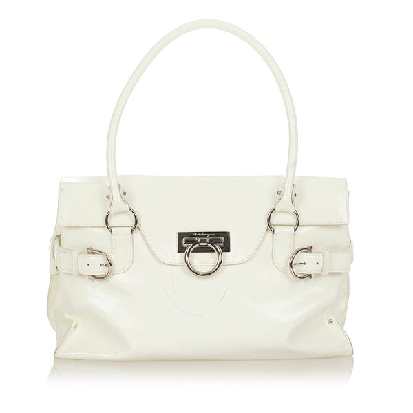 サルヴァトーレフェラガモ ガンチーニ DY-21 4402 アイボリー レザー ハンドバッグ レディース Salvatore Ferragamo 【中古】