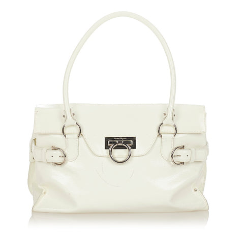 サルヴァトーレフェラガモ ガンチーニ DY-21 4402 アイボリー レザー ハンドバッグ レディース Salvatore Ferragamo 【中古】