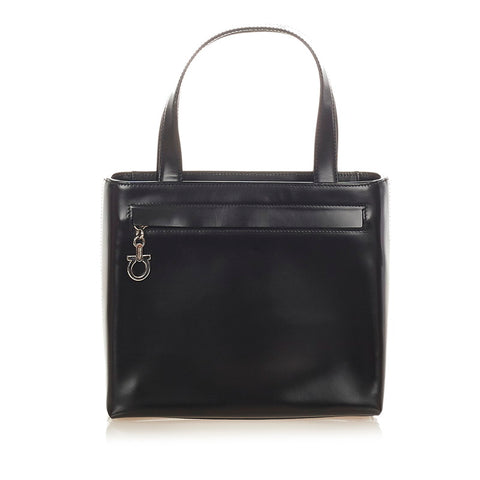 サルヴァトーレフェラガモ ガンチーニ AQ-21 9243 ブラック レザー ハンドバッグ ショルダーバッグ２WAY レディース Salvatore Ferragamo 【中古】