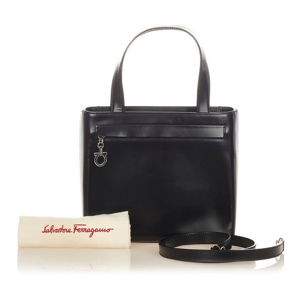 サルヴァトーレフェラガモ ガンチーニ AQ-21 9243 ブラック レザー ハンドバッグ ショルダーバッグ２WAY レディース Salvatore Ferragamo 【中古】