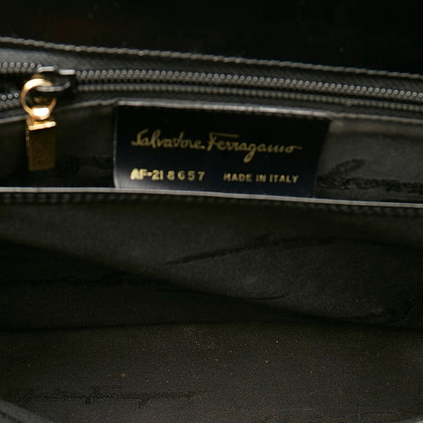 サルヴァトーレフェラガモ ガンチーニ ハンドバッグ ショルダーバッグ２WAY AF 21 8657 ブラック レザー レディース Salvatore Ferragamo 【中古】