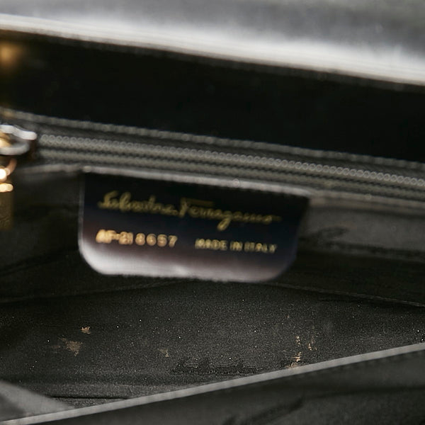 サルヴァトーレフェラガモ ガンチーニ ハンドバッグ ショルダーバッグ２WAY AF 21 8657 ブラック レザー レディース Salvatore Ferragamo 【中古】