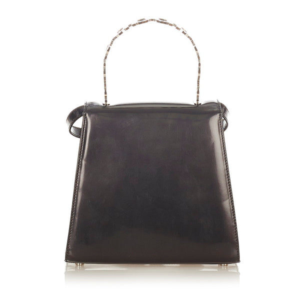 サルヴァトーレフェラガモ ガンチーニ ハンドバッグ ショルダーバッグ 2WAY P21 6770 メタリックブラック パテントレザー レディース Salvatore Ferragamo 【中古】