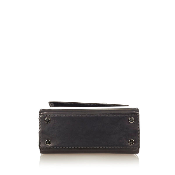 サルヴァトーレフェラガモ ガンチーニ ハンドバッグ ショルダーバッグ 2WAY P21 6770 メタリックブラック パテントレザー レディース Salvatore Ferragamo 【中古】