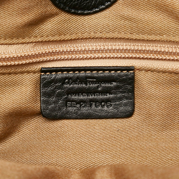 サルヴァトーレフェラガモ ガンチーニ ハンドバッグ EE 21 7805 ブラック パテントレザー レザー レディース Salvatore Ferragamo 【中古】