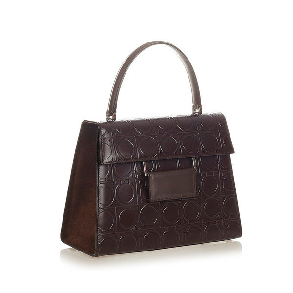 サルヴァトーレフェラガモ ガンチーニ DY-21 0855 ブラウン レザー ハンドバッグ レディース Salvatore Ferragamo 【中古】